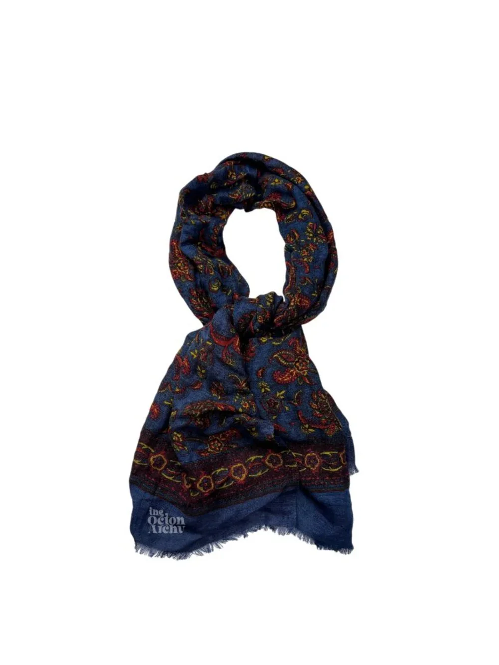 Polo Ralph Lauren Paisley Linen-Blend Scarf 'Blue Multicolor' PS0193 Brand New